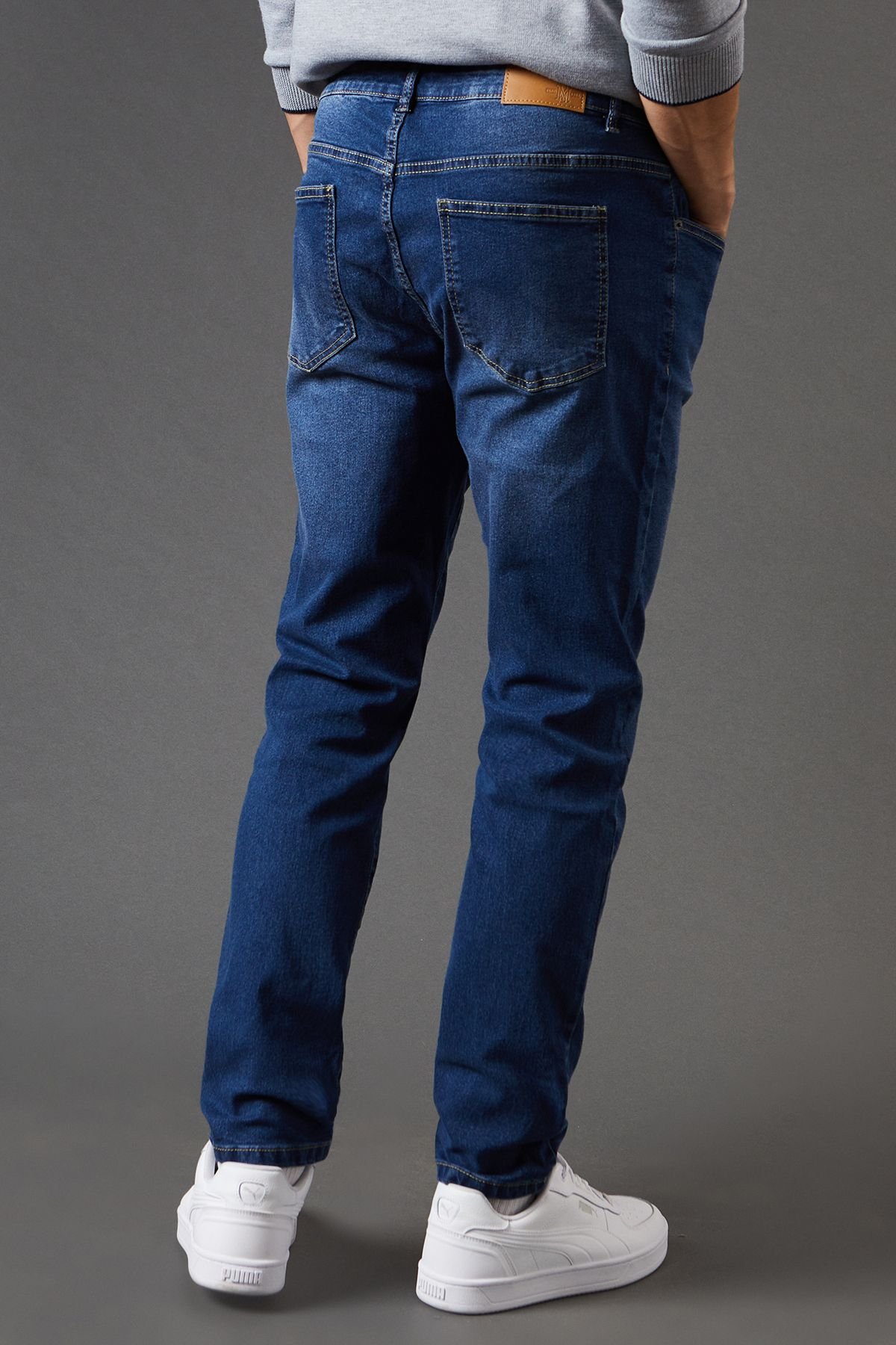 Burton Burton Men's Mid Wash Skinny Fit Jeans in Dark Blue - 3