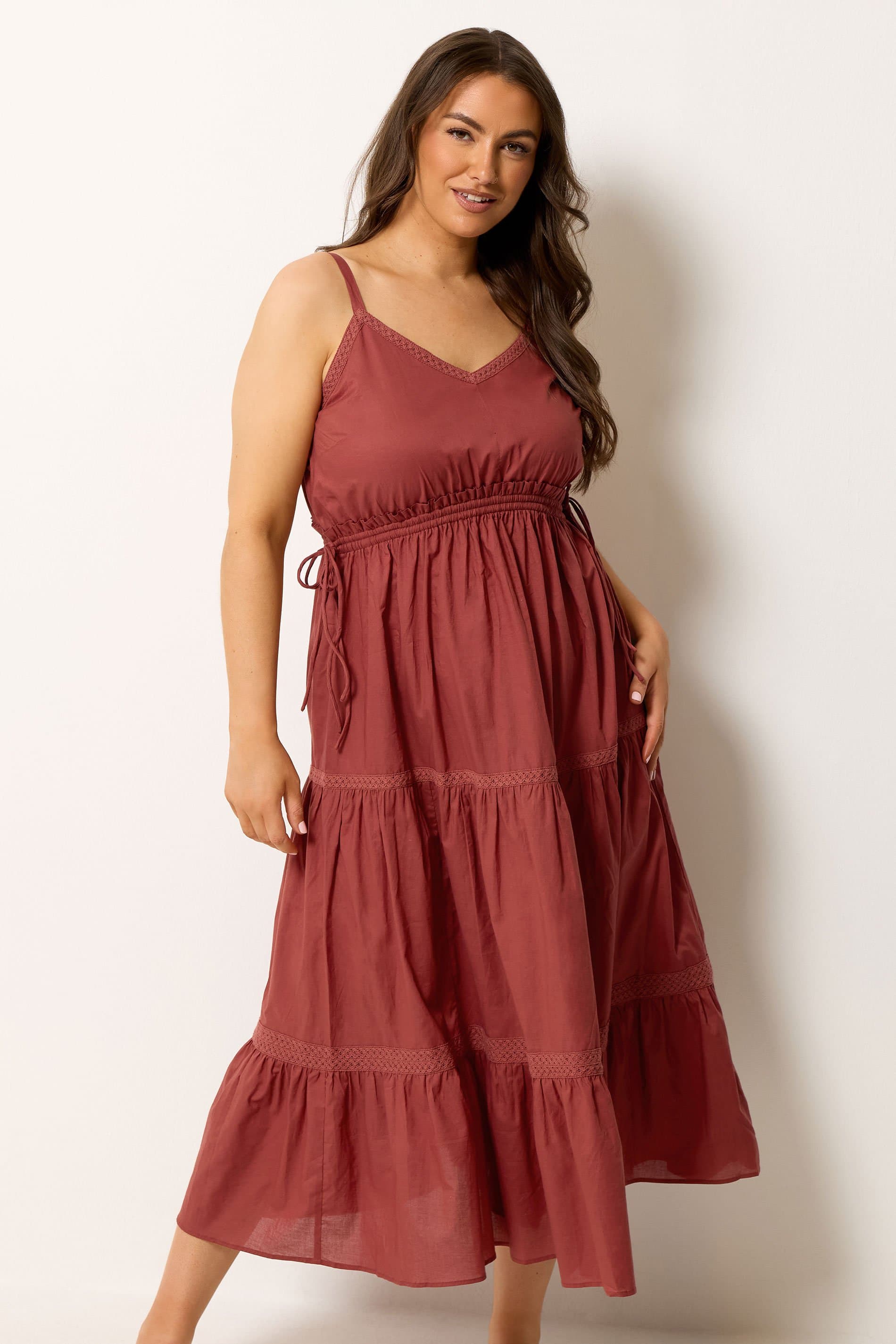 Yours Plus Size Rust Red Tiered Smock Dress