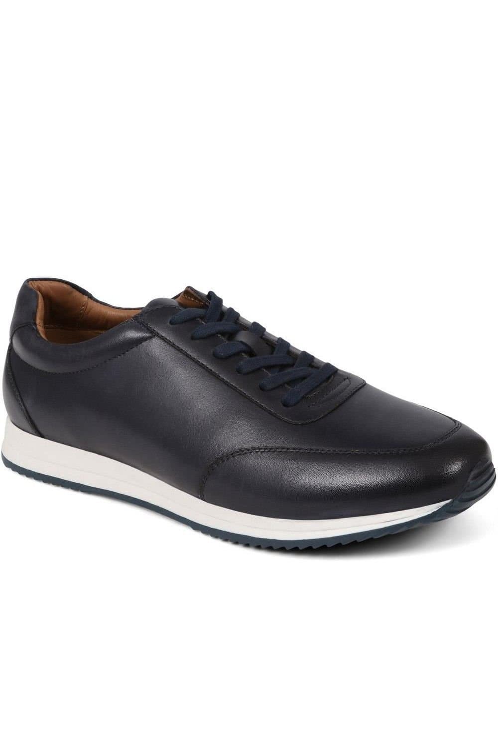 Jones Bootmaker Jones Bootmaker Men's Southend2 Leather Trainers in Navy