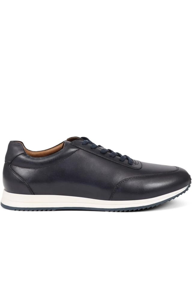 Jones Bootmaker Jones Bootmaker Men's Southend2 Leather Trainers in Navy - 2