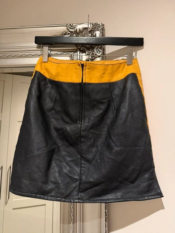 ASOS Red and Yellow Leather Mini Skirt