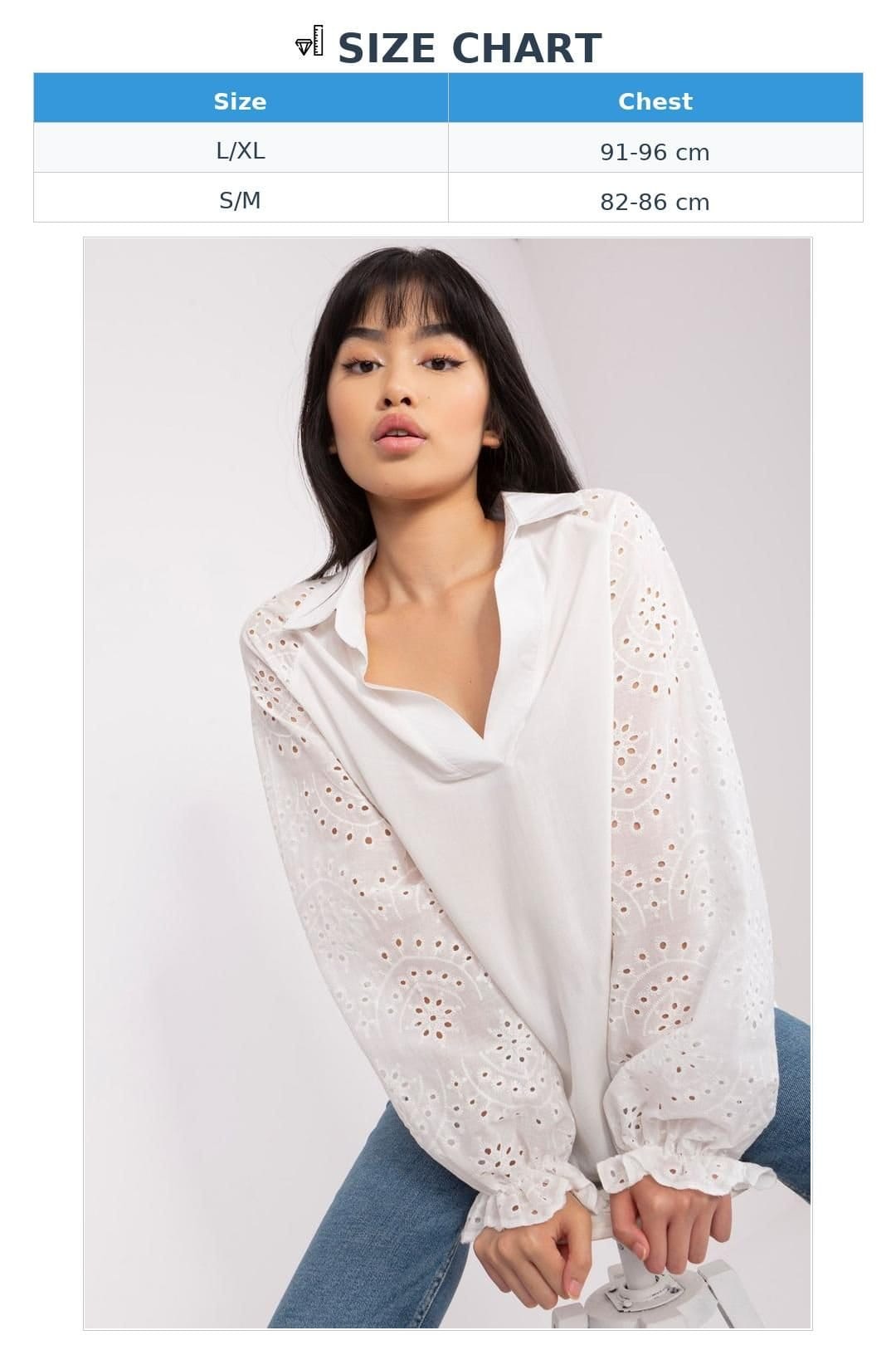 Love Lace Love Lace Women's Elegant Long Sleeve Openwork Blouse in White - 4