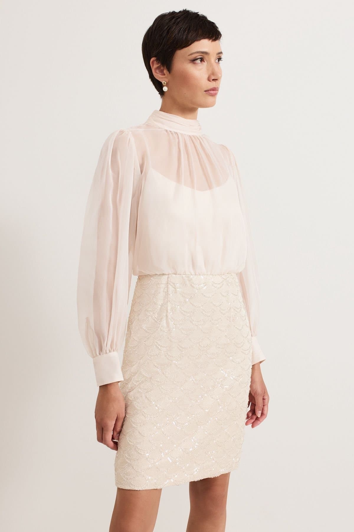 Phase Eight Phase Eight Women's Amina Sequin Dress in Off-White