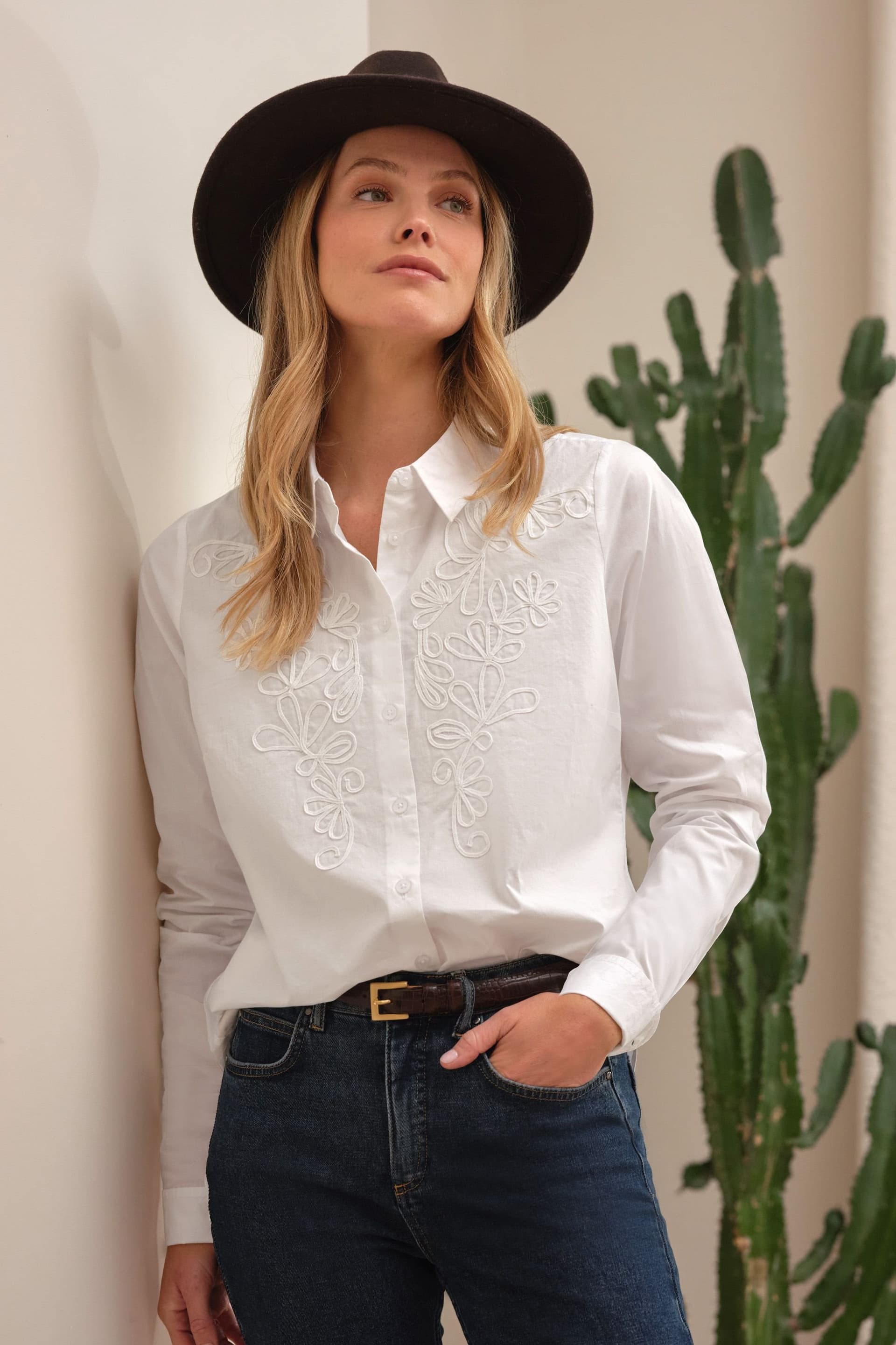 Pure Collection Pure Collection Women's Cornelli Embroidered Shirt in White