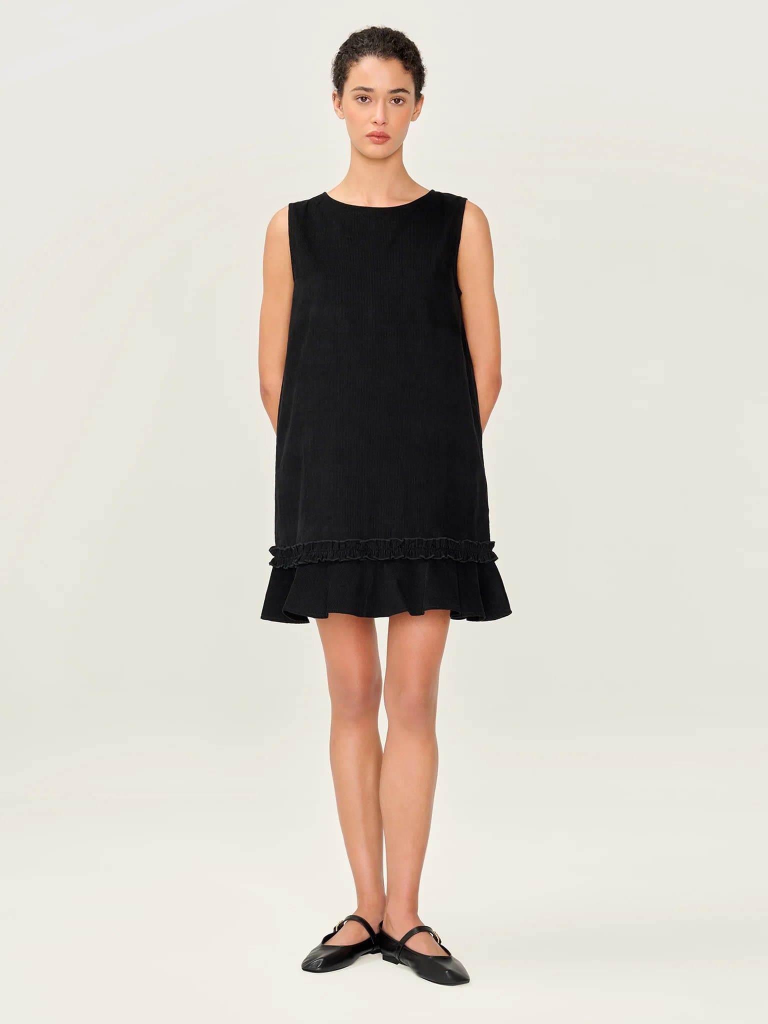 OMNES Adora Cord Dress in Black