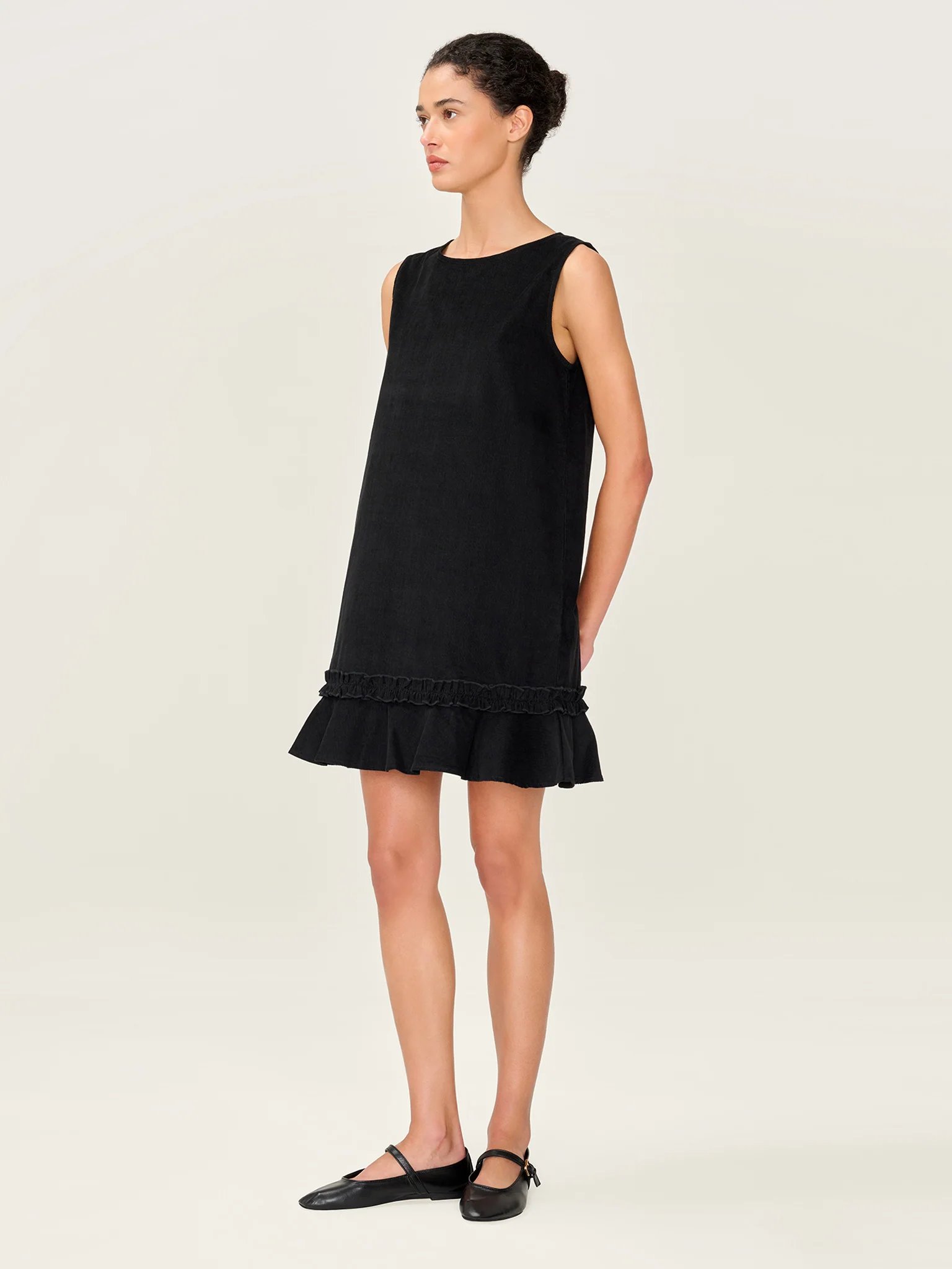 OMNES Adora Cord Dress in Black - 3