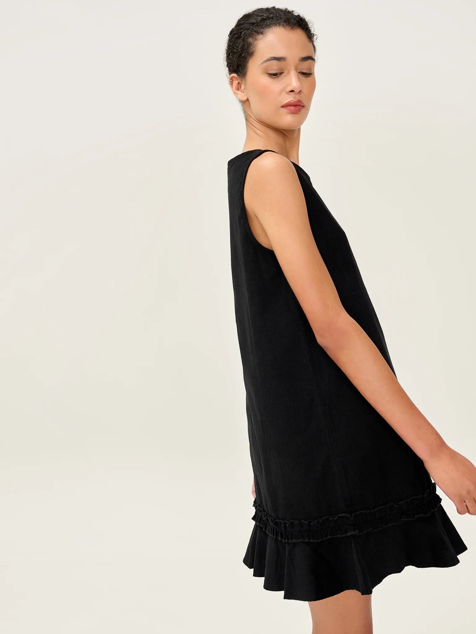 OMNES Adora Cord Dress in Black - 4