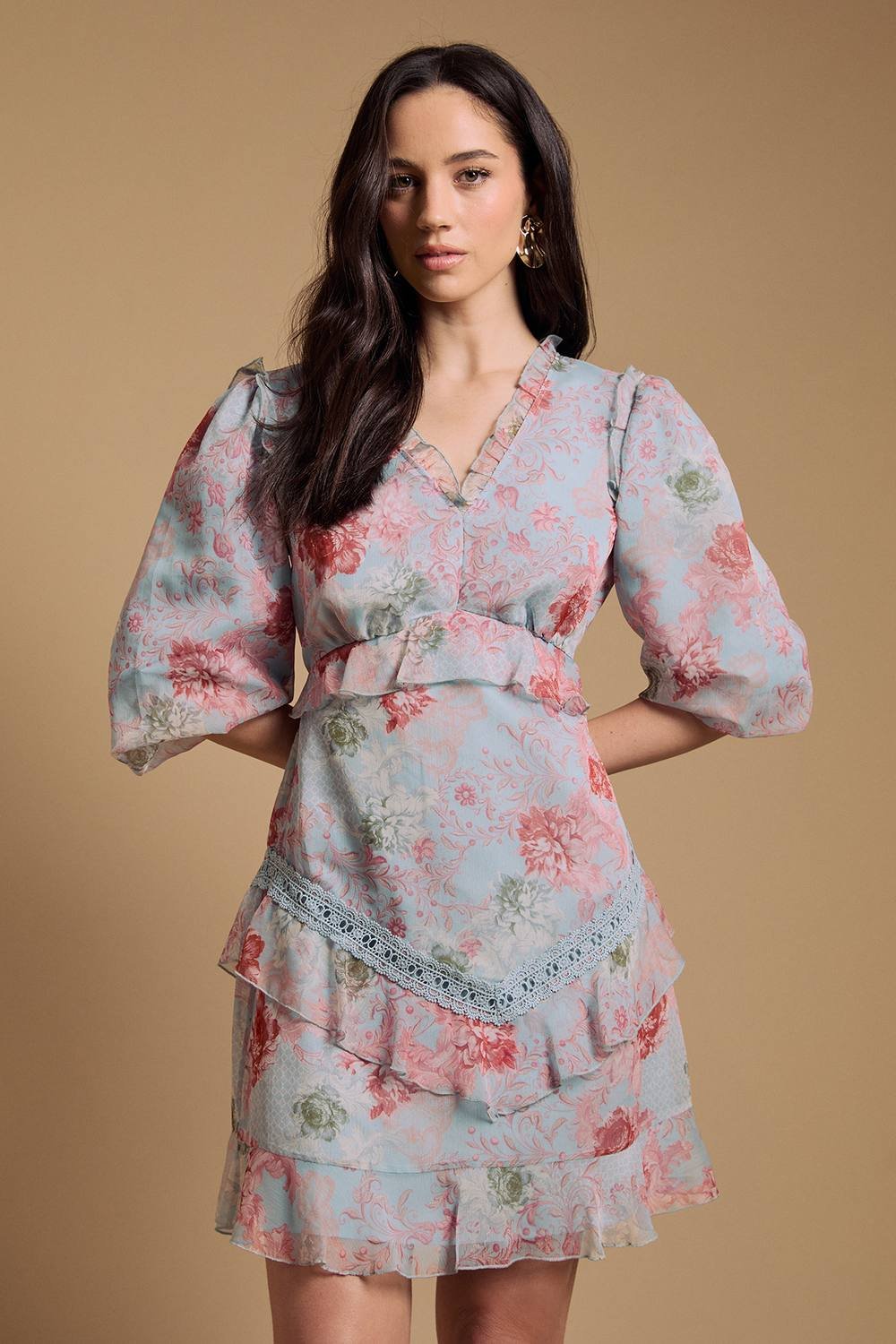 Oasis Oasis Women's Bow Detail Dobby Mix Mini Dress - 2