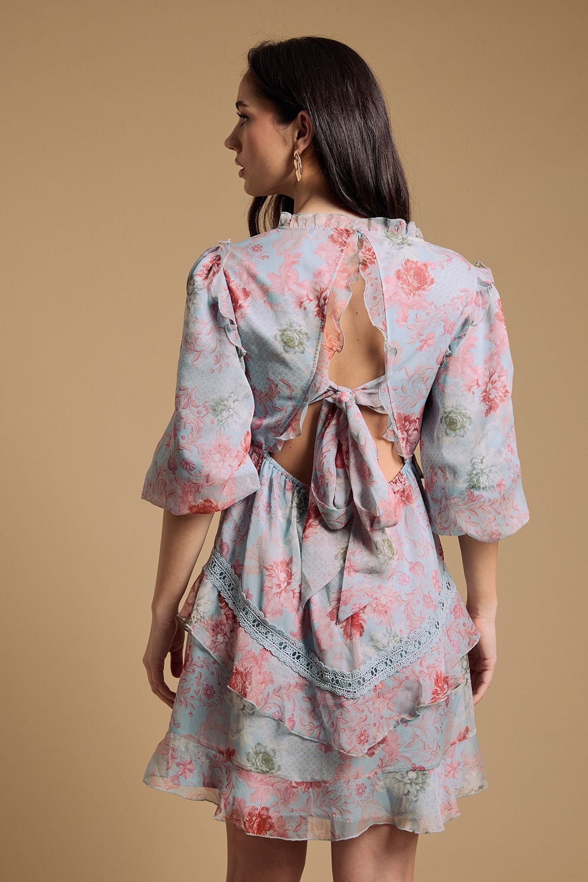 Oasis Oasis Women's Bow Detail Dobby Mix Mini Dress - 3