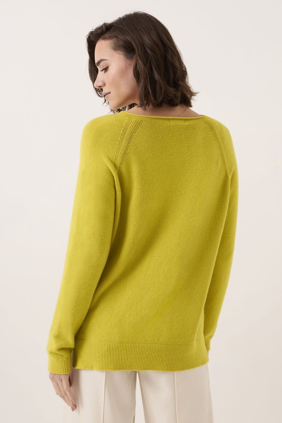 Celtic & Co Celtic & Co Women's Roll Edge Crew Neck Jumper in Lemon - 4