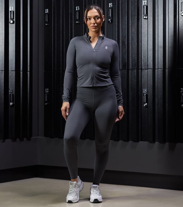 Gym King Women's Dark Grey Zip Up Long Sleeve Top Gym King New Look - 2