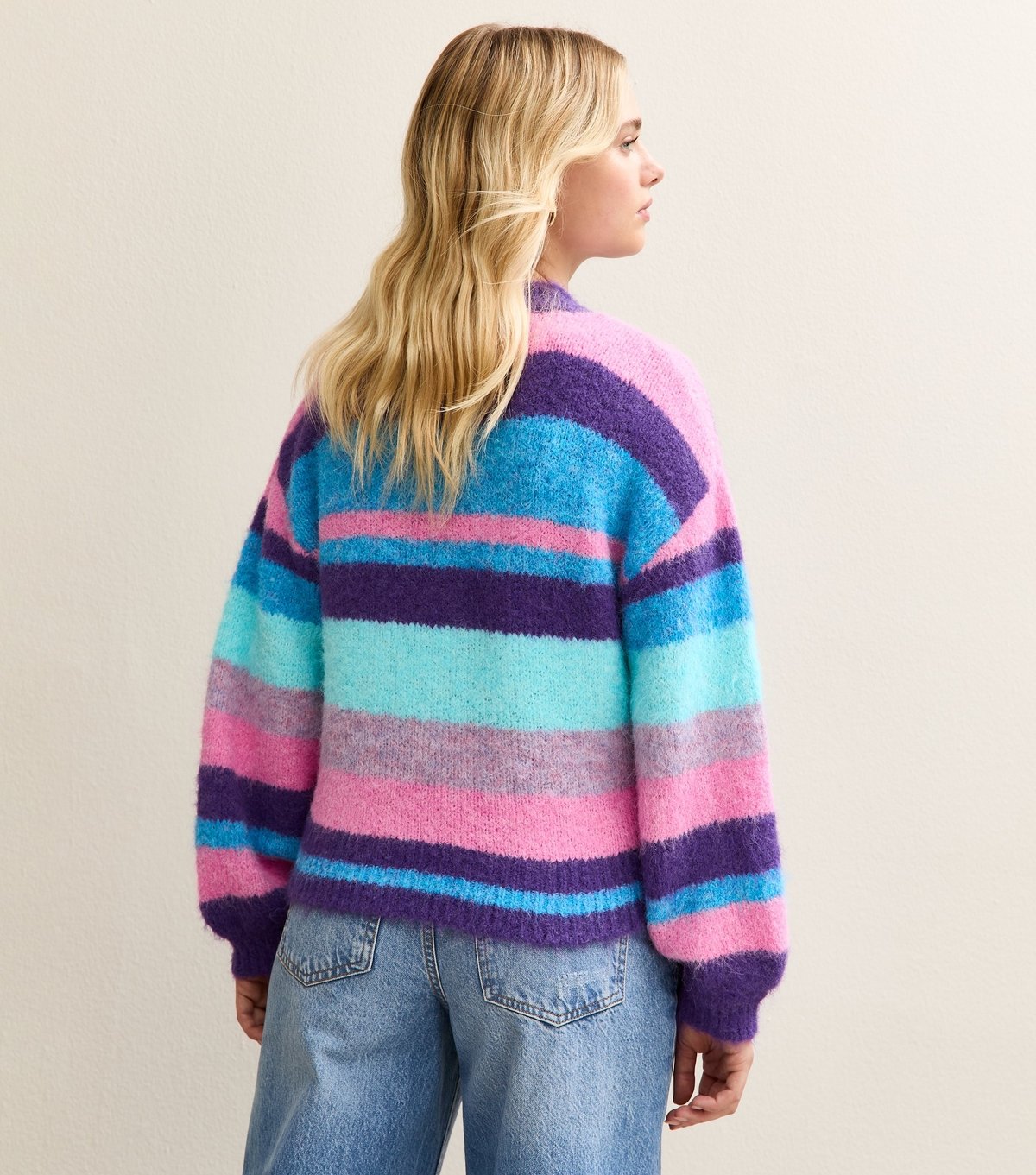 Sunshine Soul Women's Bright Blue Striped Crew Neck Jumper Sunshine Soul New Look - 4