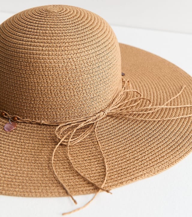 New Look Stone Colourful Disc Trim Floppy Straw Hat New Look - 3