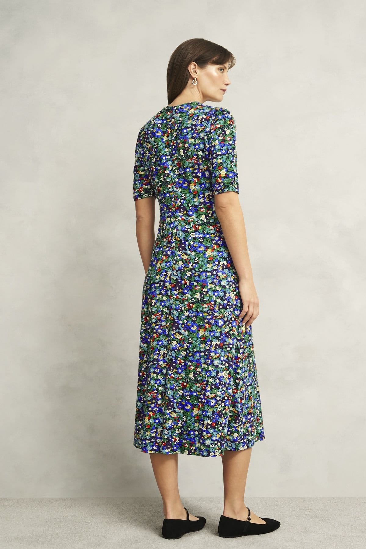 Hobbs London Hobbs London Women's Coralie Short Sleeve V-Neck Jersey Dress in Dark Navy - 4