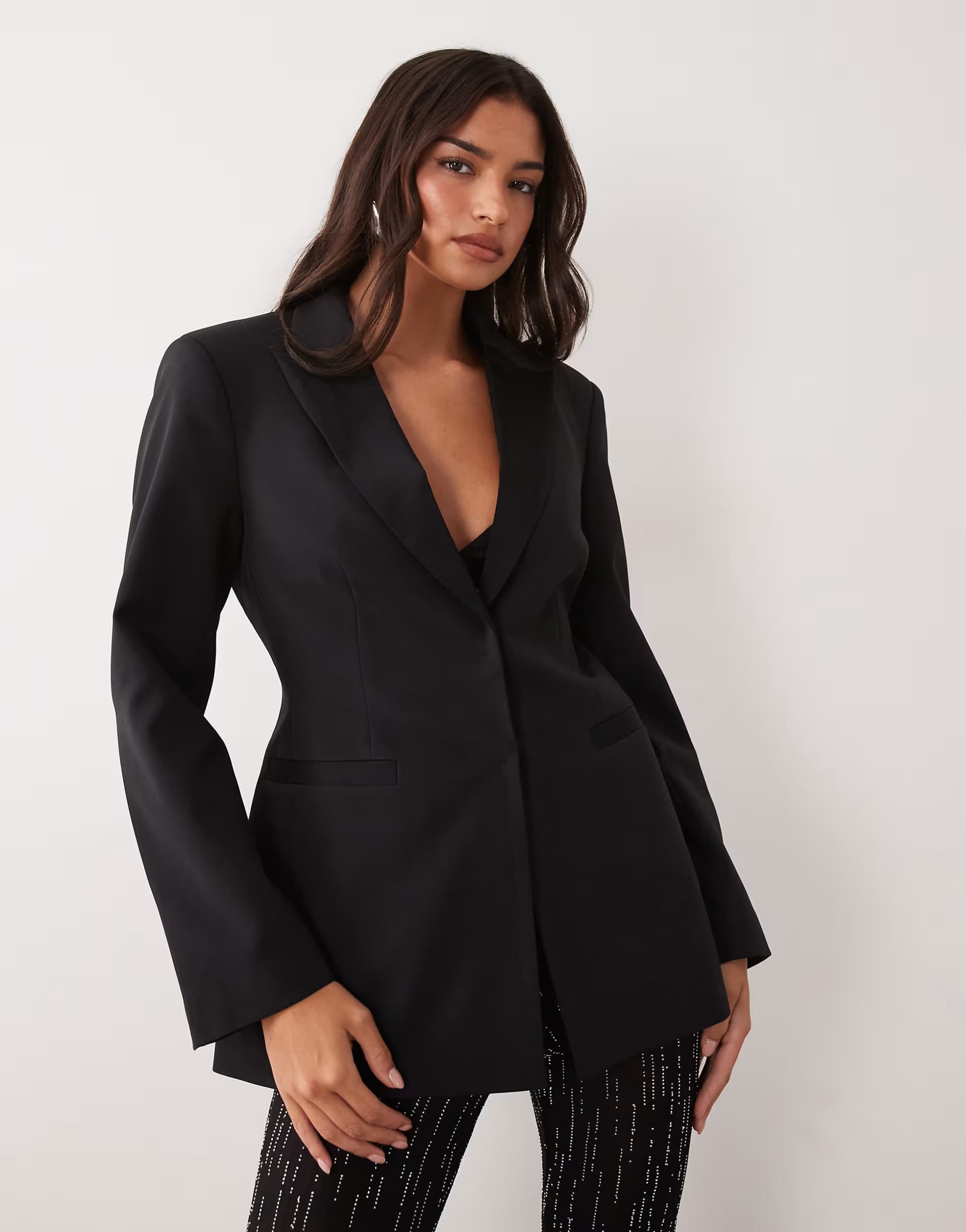 ASOS ASOS DESIGN Tailored moulded hip tux blazer in black