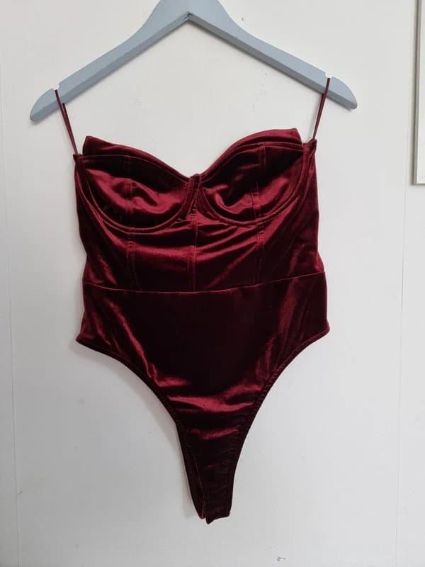 Bershka Bershka  velvet strapless corset bodysuit top