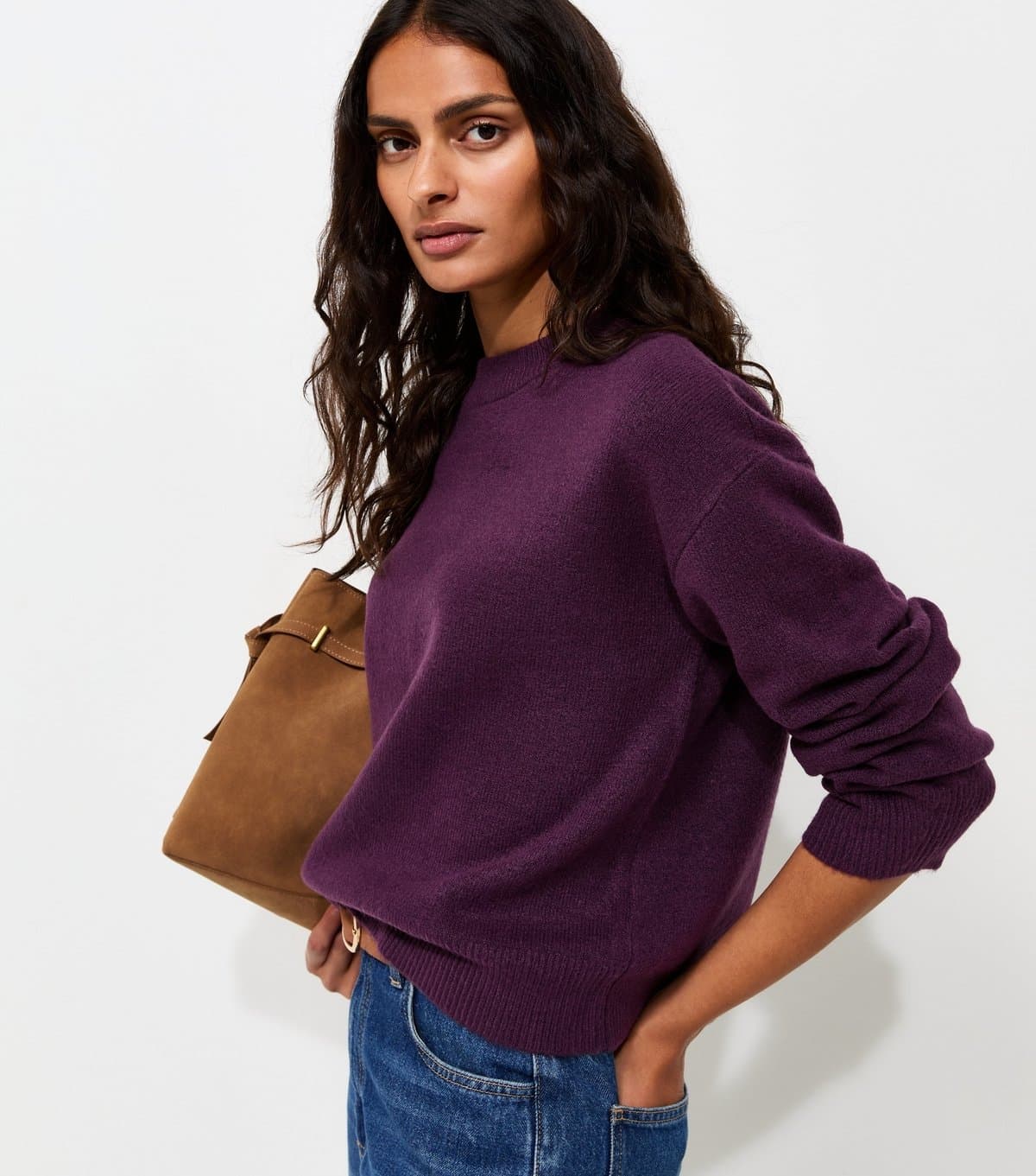 New Look Women's Bright Purple Midweight Crew Neck Jumper New Look