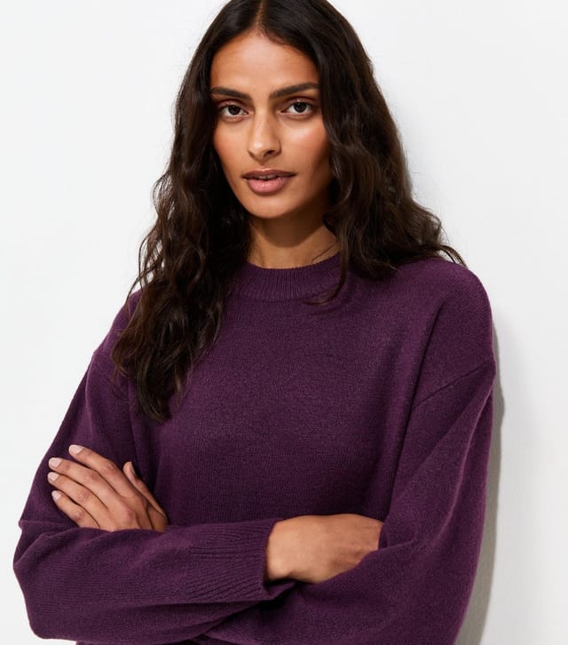 New Look Women's Bright Purple Midweight Crew Neck Jumper New Look - 3