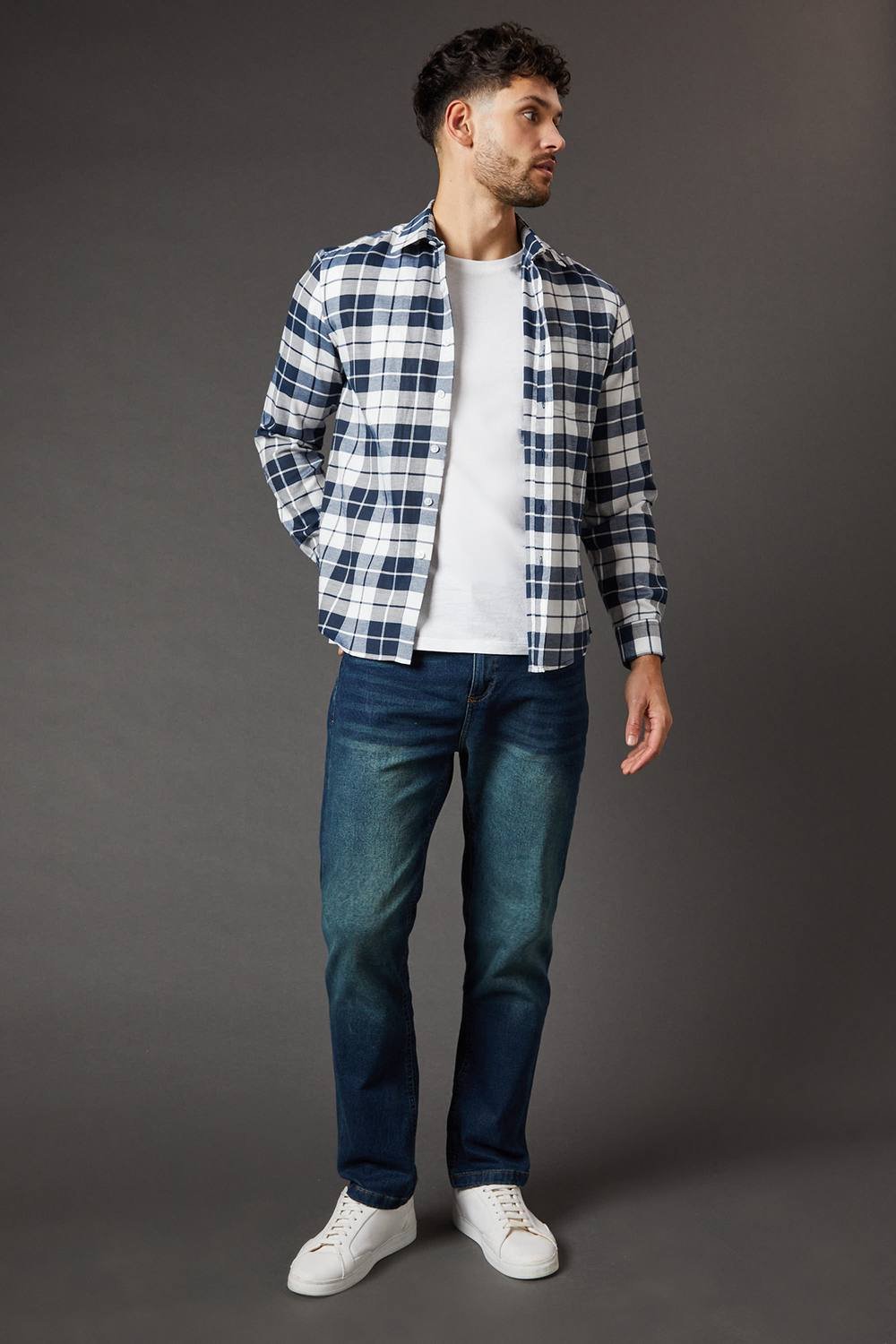 Burton Burton Men's Dark Vintage Wash Stretch Straight Jeans in Dark Wash - 2