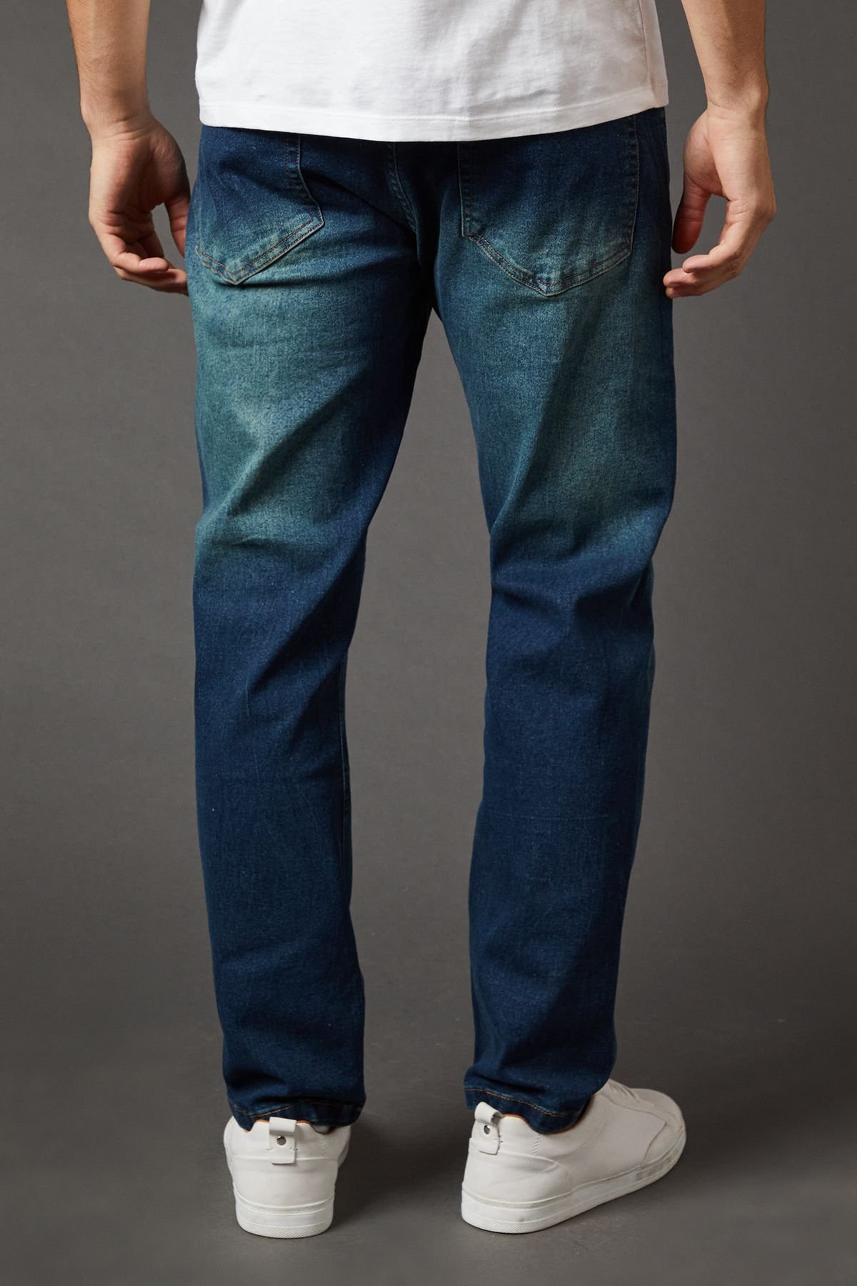 Burton Burton Men's Dark Vintage Wash Stretch Straight Jeans in Dark Wash - 3