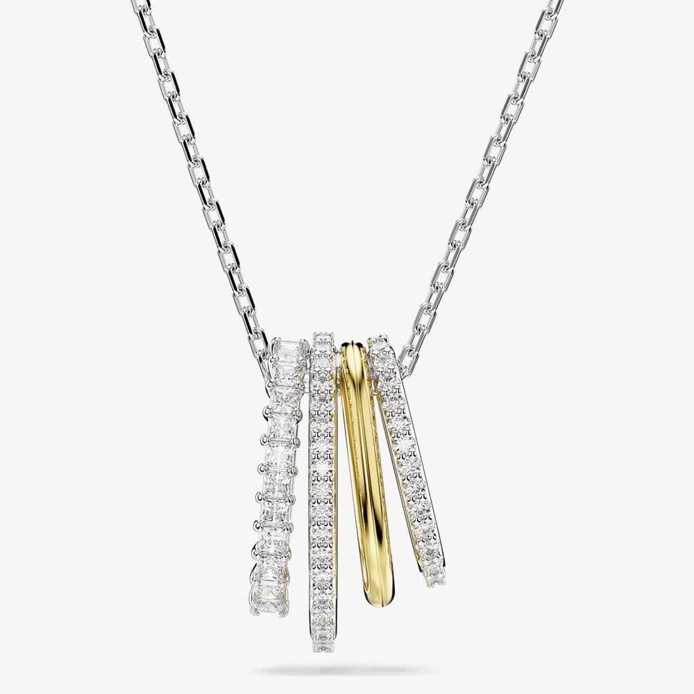 Swarovski Swarovski Women's Hyperbola Gold & Rhodium Plated Mini Hoop Pendant Necklace 5696626