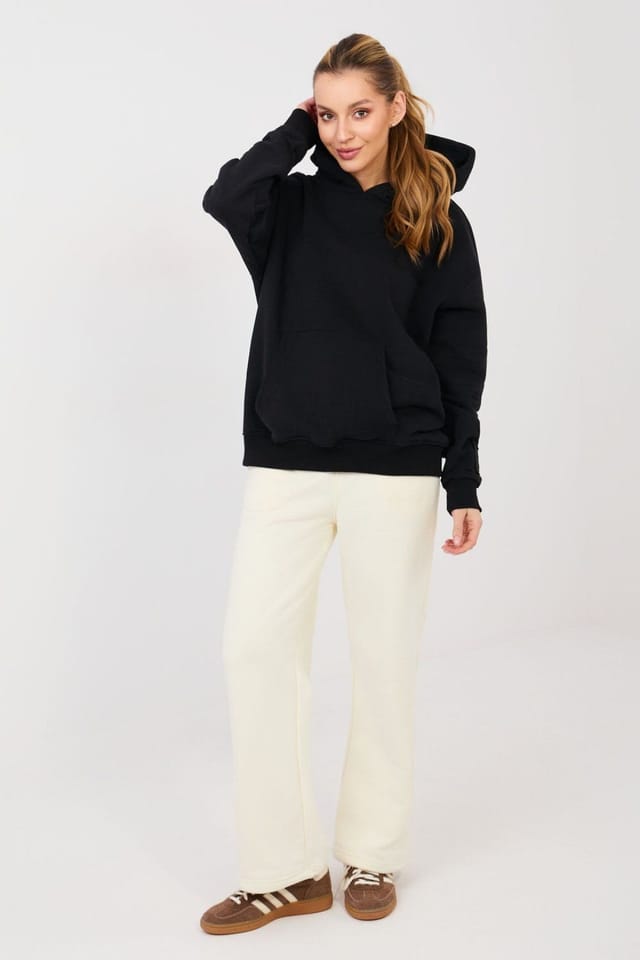 Love Lace Love Lace Women's Embroidered Cotton Polyester Hoodie Comfort in Black - 2