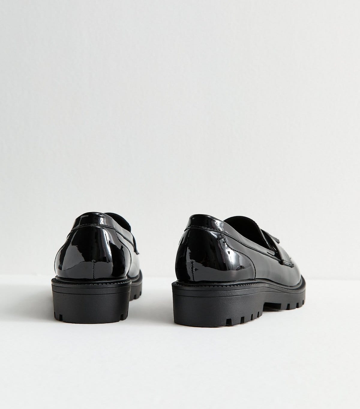 New Look Women's Black Patent Chunky Loafers Vegan New Look - 4