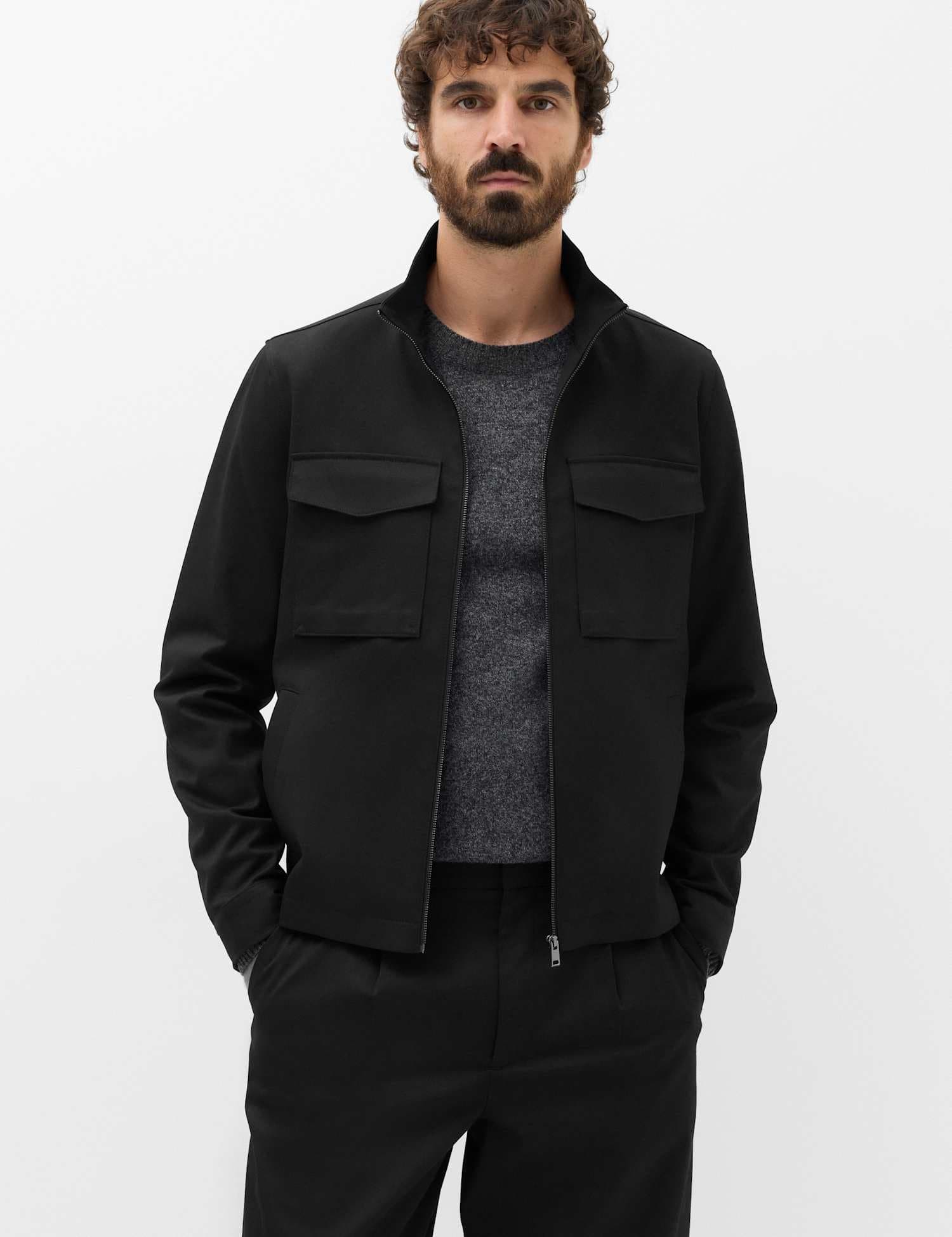 Marks & Spencer M&S Funnel Neck Patch Pocket Co-ord Black