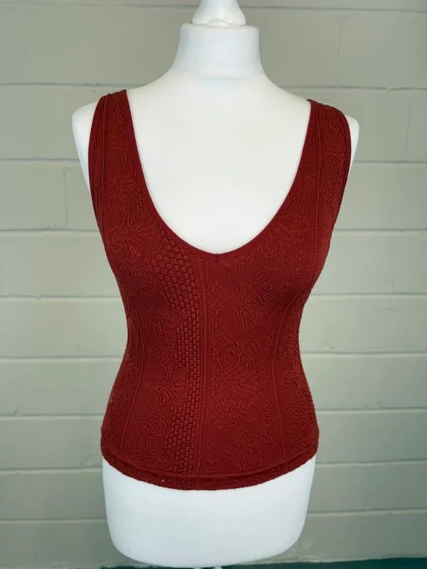 Urban Outfitters Urban Outfitters M UK 10 Embossed Plunge Cami Red
