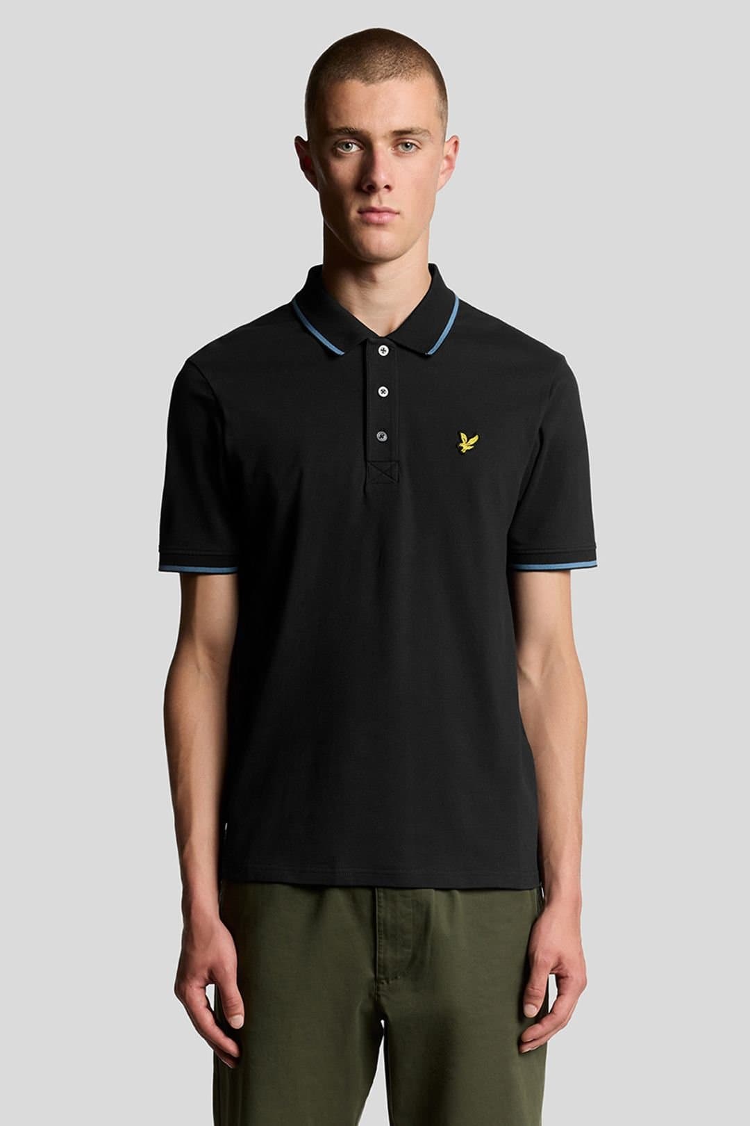 Lyle & Scott Lyle & Scott Men's Tipped Polo Shirt Black Ice/ Ocean Sky