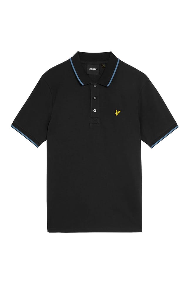 Lyle & Scott Lyle & Scott Men's Tipped Polo Shirt Black Ice/ Ocean Sky - 2