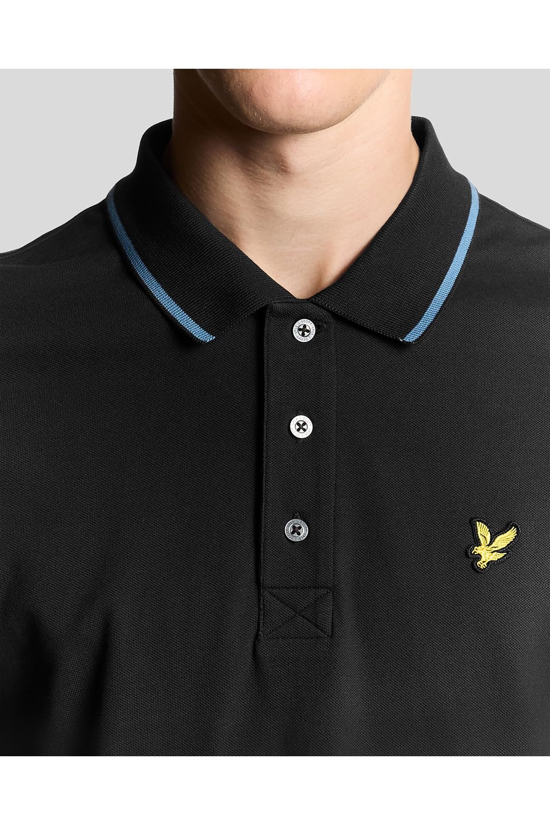 Lyle & Scott Lyle & Scott Men's Tipped Polo Shirt Black Ice/ Ocean Sky - 3
