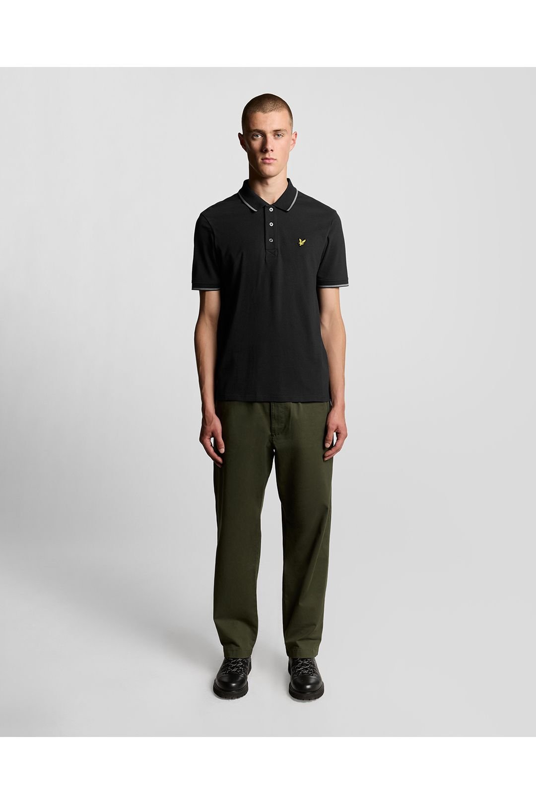 Lyle & Scott Lyle & Scott Men's Tipped Polo Shirt Black Ice/ Ocean Sky - 4