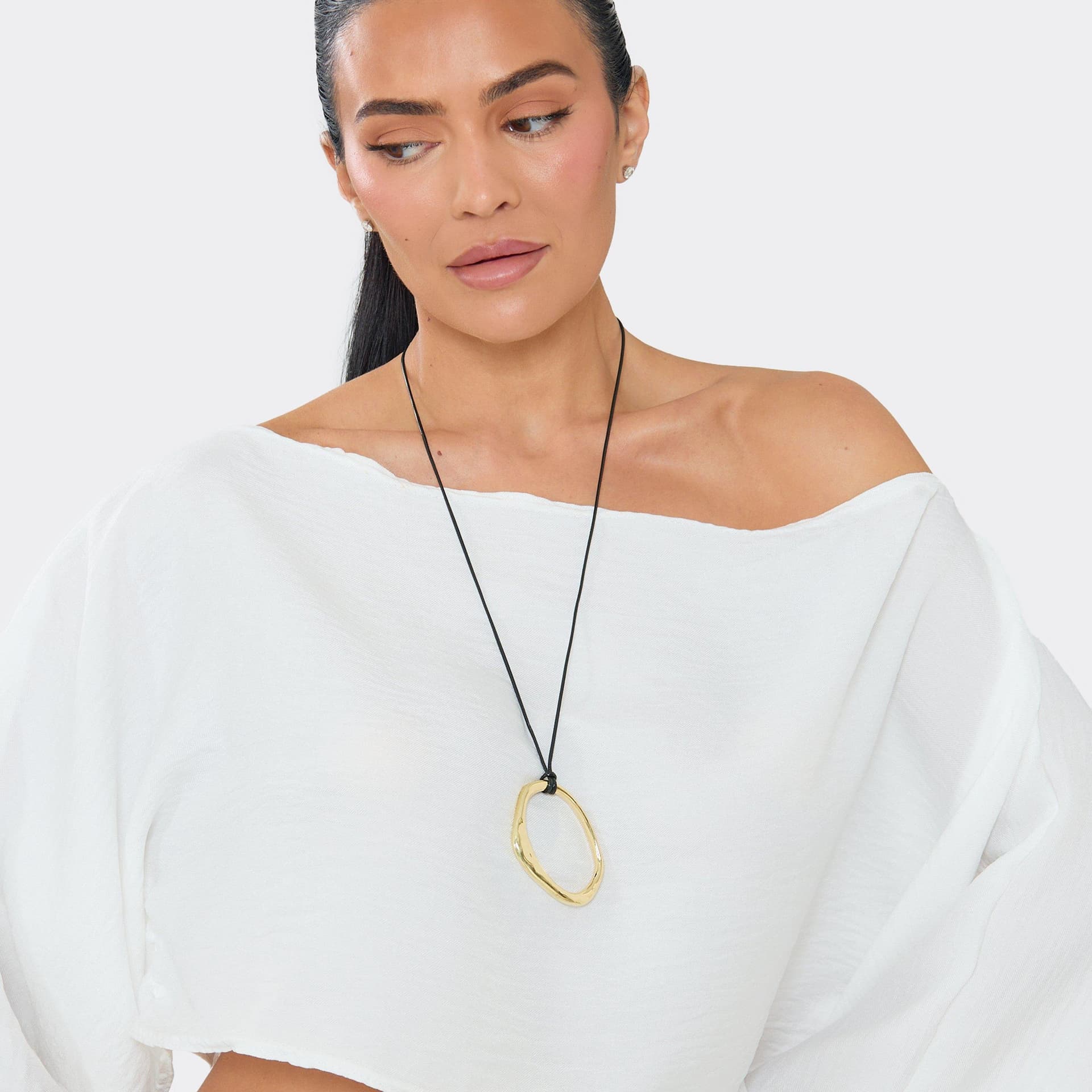 EGO EGO Gold Ring Pendant Long Rope Necklace, Women's Size UK 0