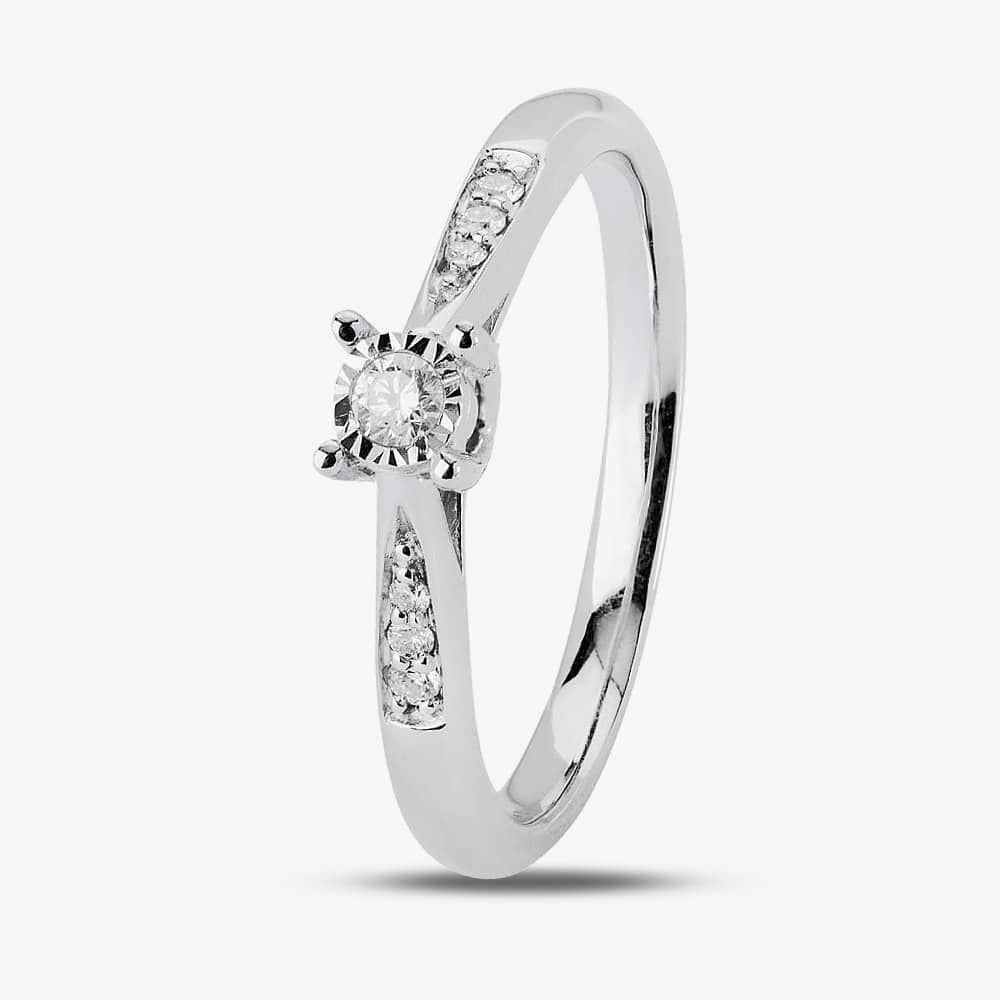 T.H.Baker T.H.Baker Women's 9ct White Gold 0.19ct Solitaire Diamond Ring in Silver