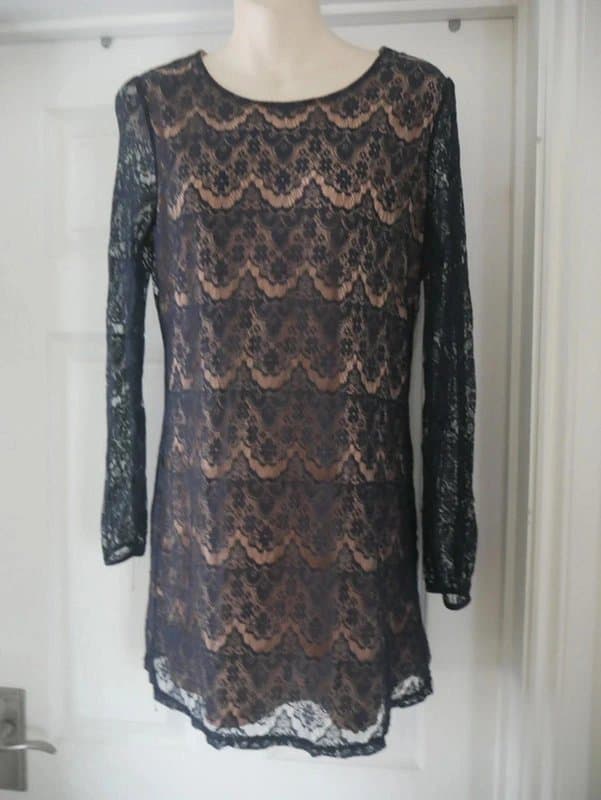 Mela London Navy Blue Dress Lace Mela Love London Evening Party Wedding Guest Size 12