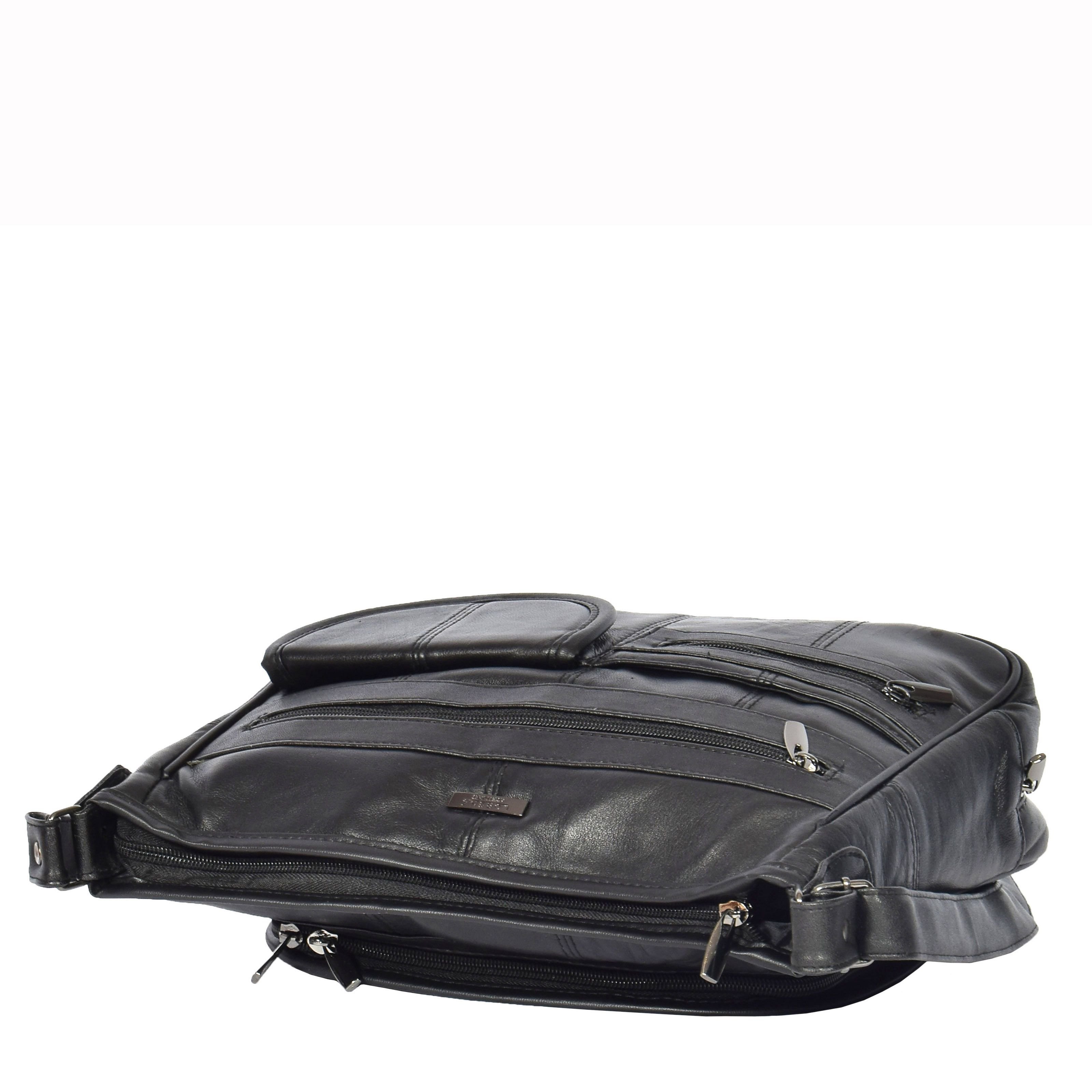 House of Leather House of Leather Women's Womens Leather Messenger Style Bag HOL998 in Black - 4