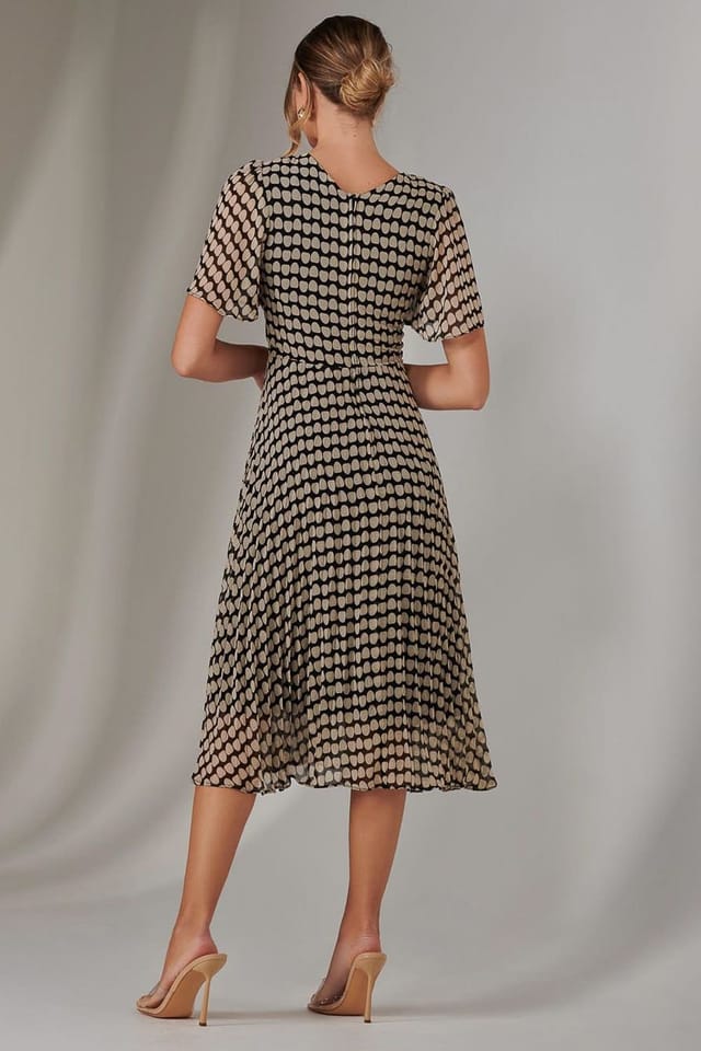 Jolie Moi Jolie Moi Women's Chiffon Pleated Wrap Midaxi Dress in Natural - 2