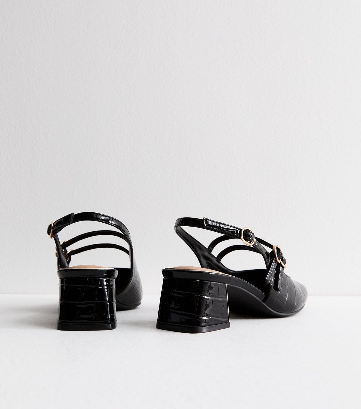 New Look Women's Wide Fit Black Block Heel Mary Jane Shoes Vegan New Look - 4