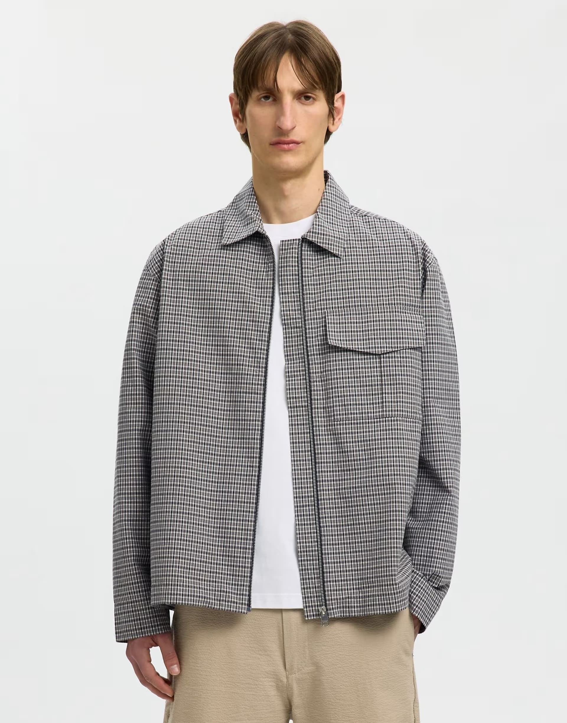 ASOS Selected Overshirt in charcoal gray