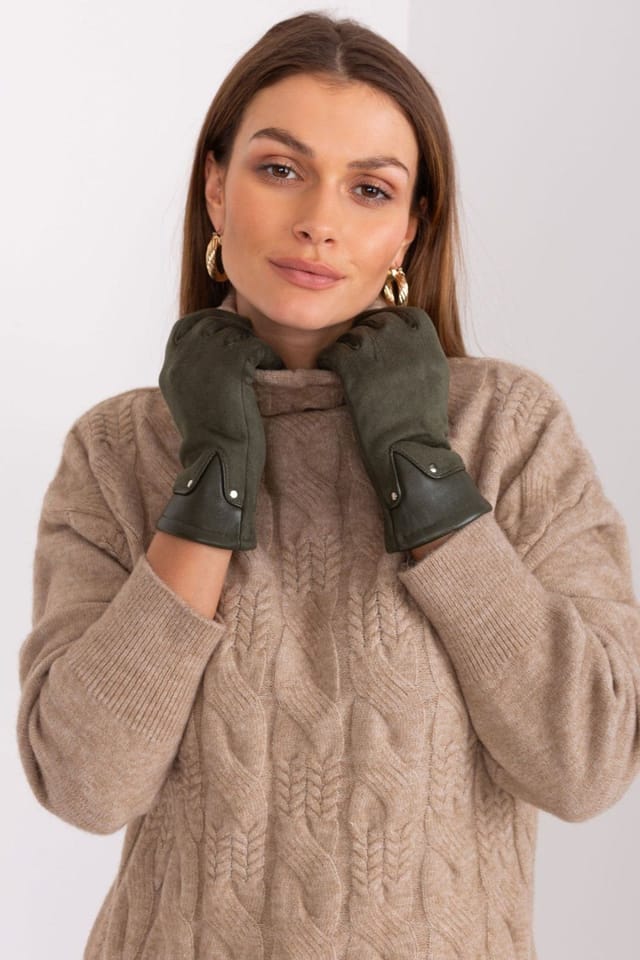 Love Lace Love Lace Women's Elegant Touchscreen Gloves with Embroidered Flower Detail Soft Fit in Green - 3
