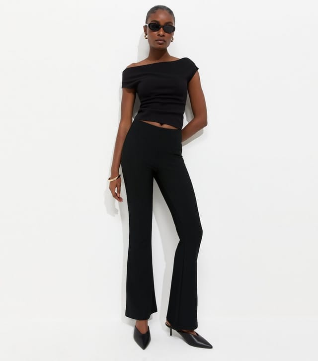 New Look Women's Black Cotton Rich Ribbed Bardot Off The Shoulder Top New Look - 3