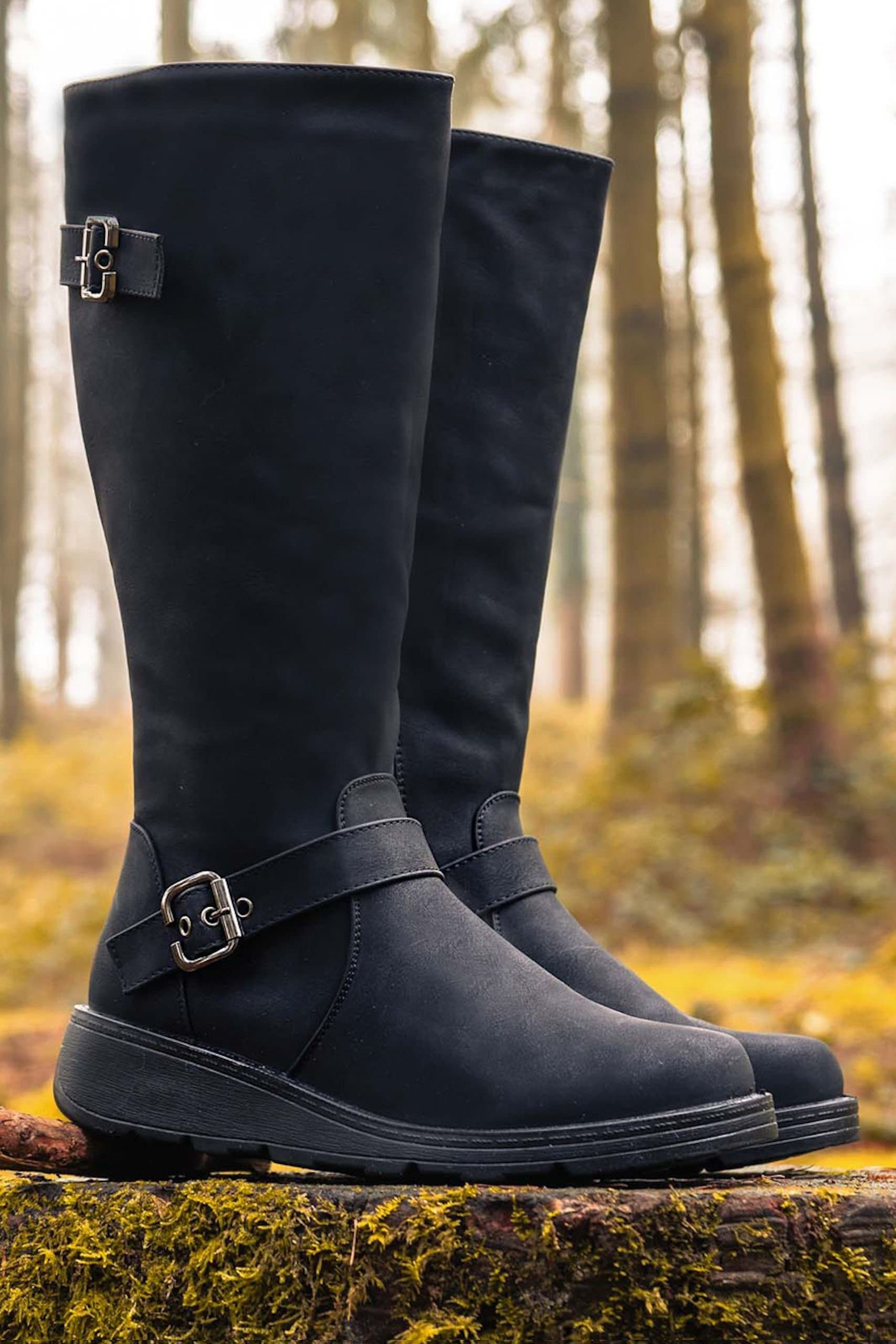 Down To Earth Down To Earth Black Faux Leather Knee High Boots