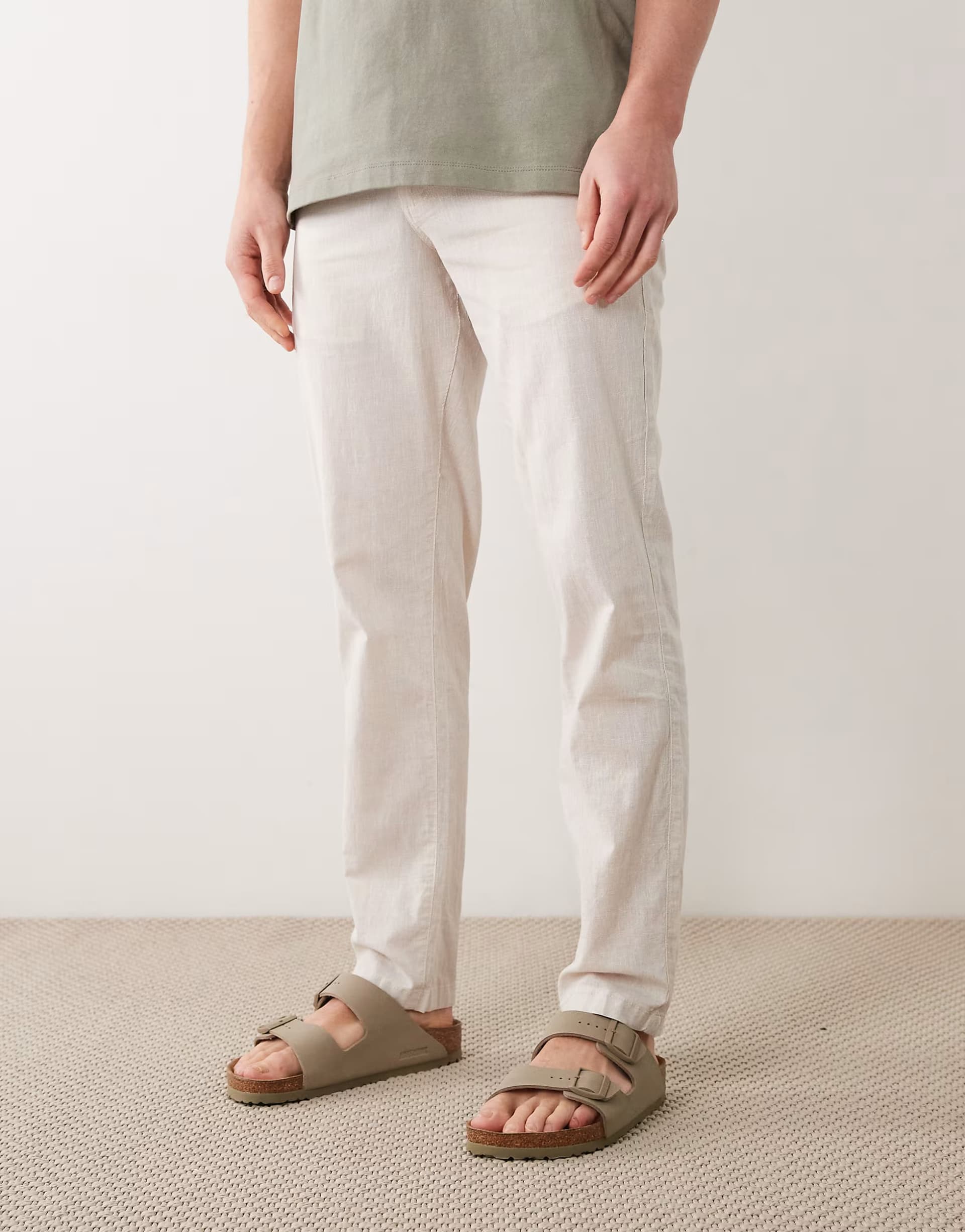 ASOS Jack & Jones linen mix trousers in beige