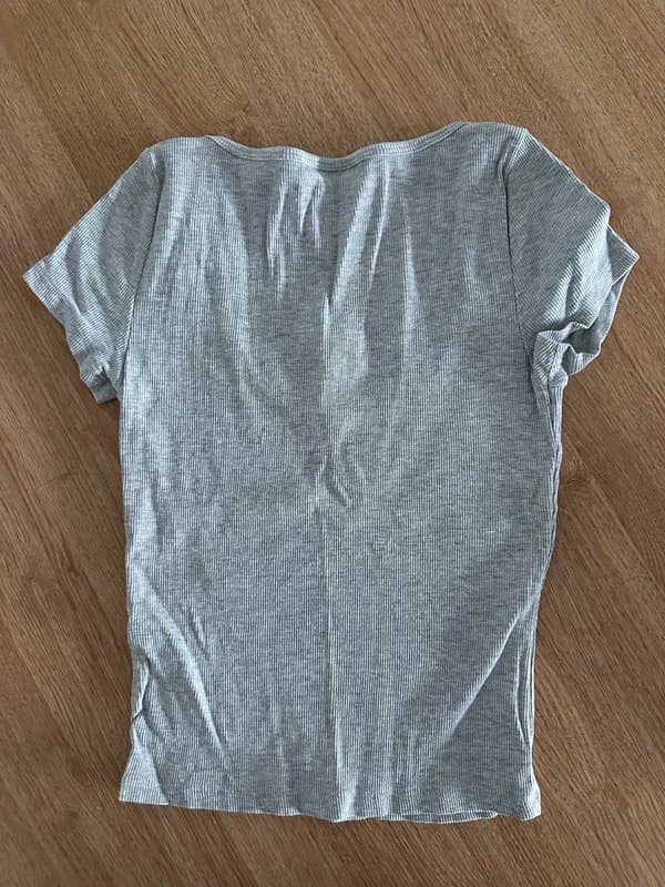 ASOS ASOS grey rib t shirt double layer lace detail