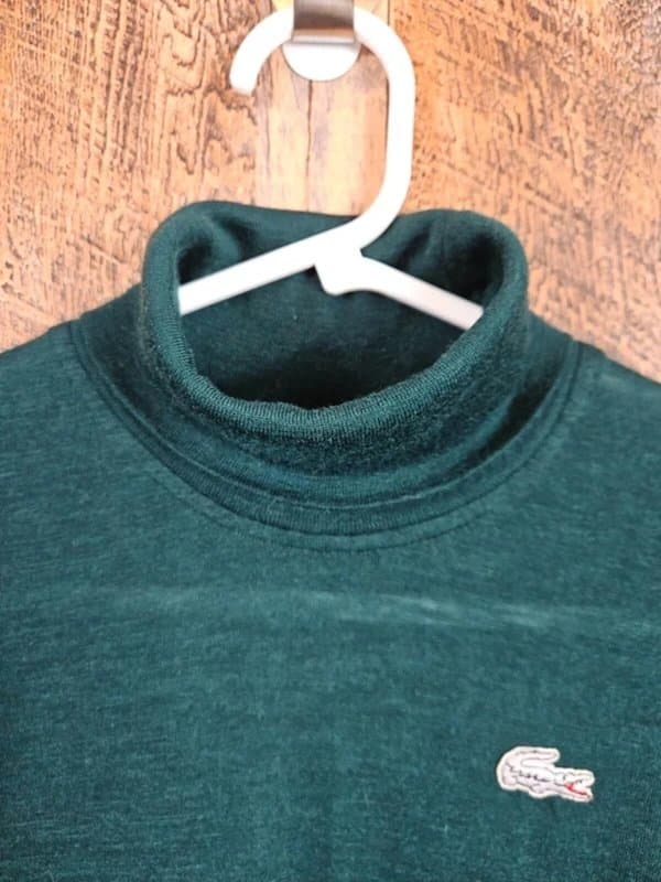 Lacoste Vintage Lacoste Wool Roll Neck Jumper Dark Teal Made In France Turtle Neck