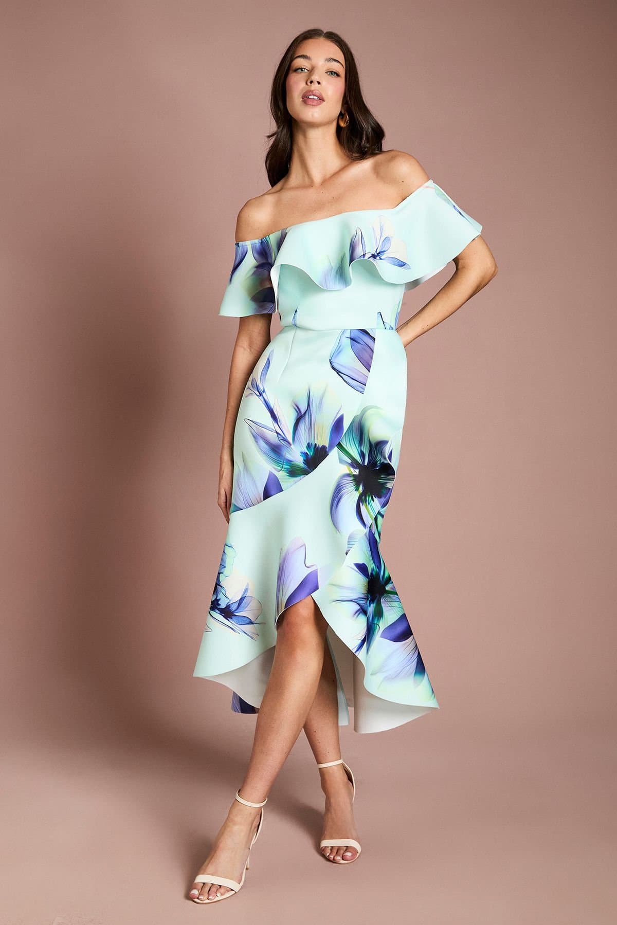 Coast Coast Women's Placement Floral Scuba Dress in Blue