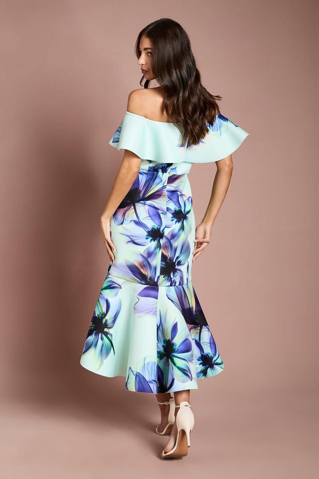 Coast Coast Women's Placement Floral Scuba Dress in Blue - 3