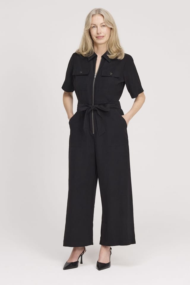 Finery London Finery London Women's Marie Wide Leg Cropped Jumpsuit in Black - 2