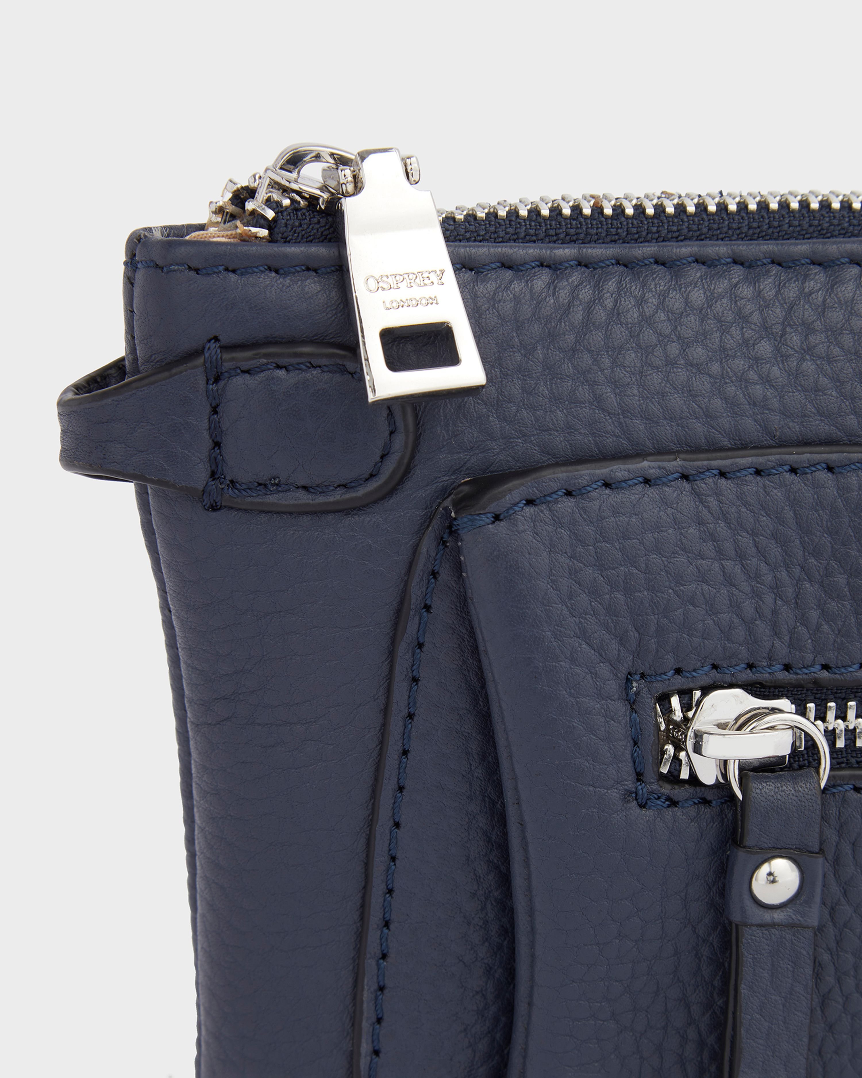 OSPREY LONDON OSPREY LONDON Women's The Ruby Leather Crossbody Clutch Bag in Navy - 3